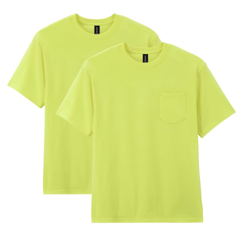 Gildan mens Dryblend Workwear T-shirts With Pocket, 2-pack T Shirt, Safety Green, 3X-Large US - Image 1
